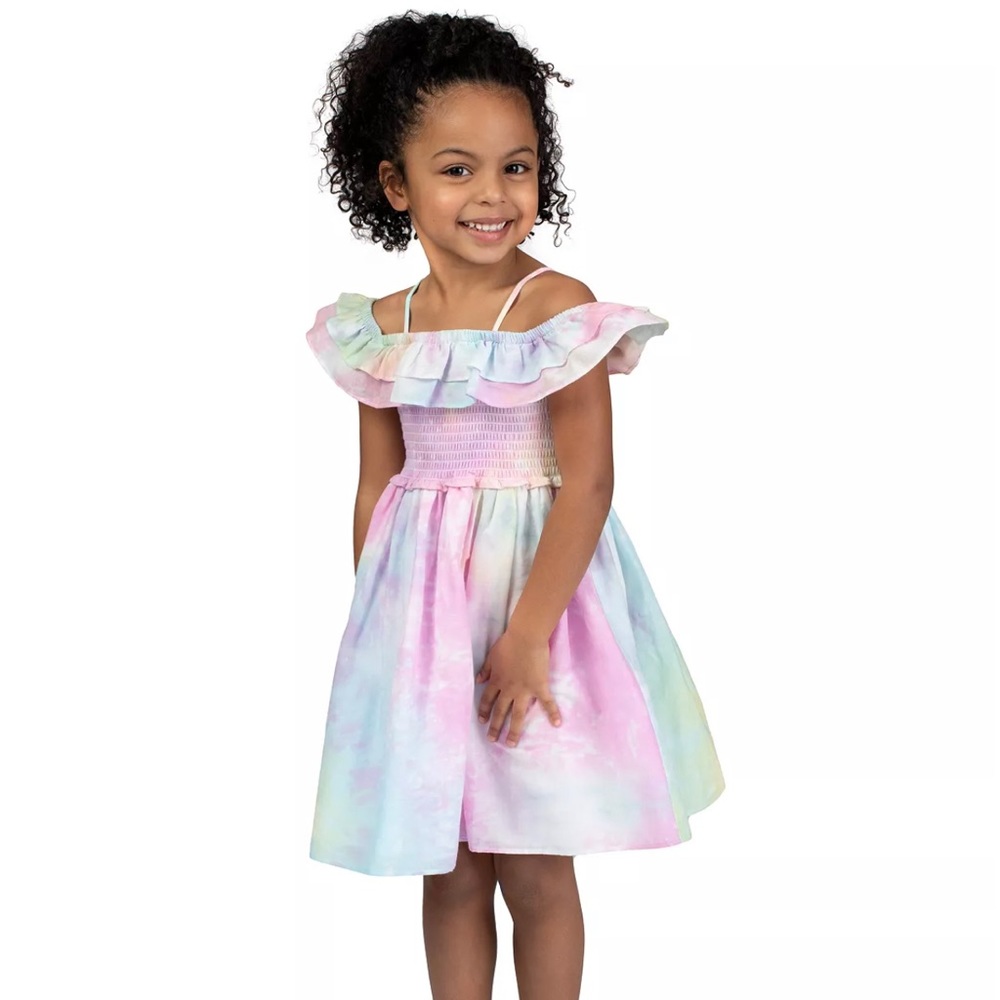 Bonnie Jean Tie-Dye Off-The-Shoulder Dress, Size 5